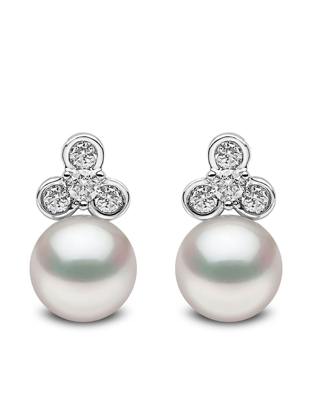 Yoko London 18kt white gold Trend freshwater pearl and diamond earrings - Silver von Yoko London