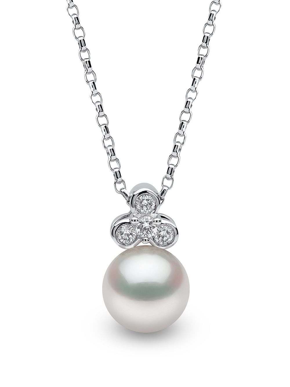 Yoko London 18kt white gold Trend freshwater pearl and diamond pendant necklace - Silver von Yoko London