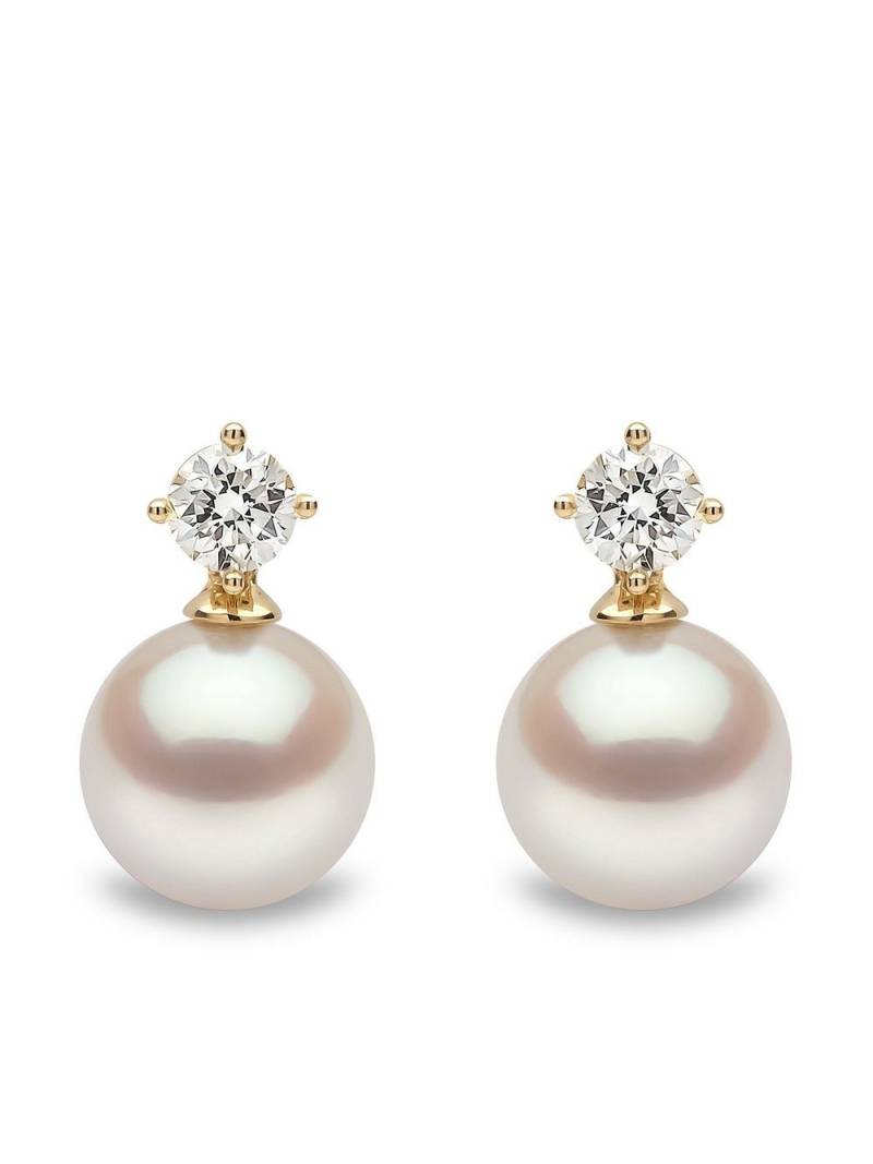 Yoko London 18kt yellow gold Classic Akoya pearl diamond earrings von Yoko London