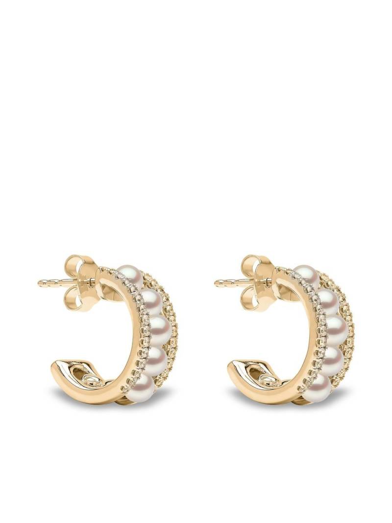 Yoko London 18kt yellow gold Eclipse Akoya pearl and diamond hoop earrings von Yoko London