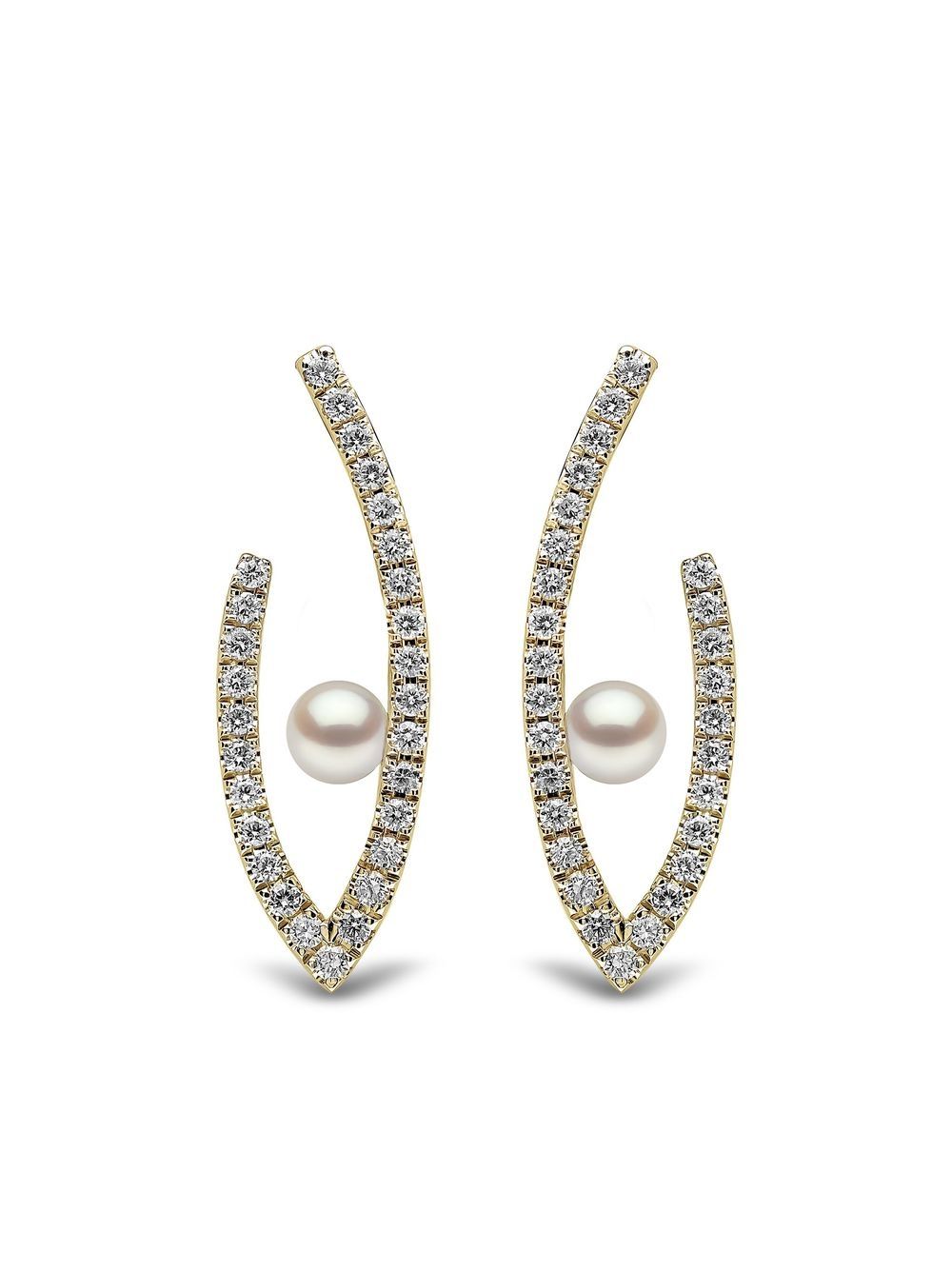 Yoko London 18kt yellow gold Sleek Akoya pearl and diamond earrings von Yoko London