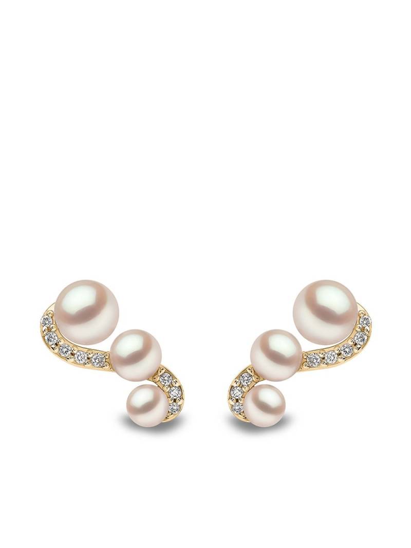 Yoko London 18kt yellow gold Sleek Akoya pearl and diamond earrings von Yoko London