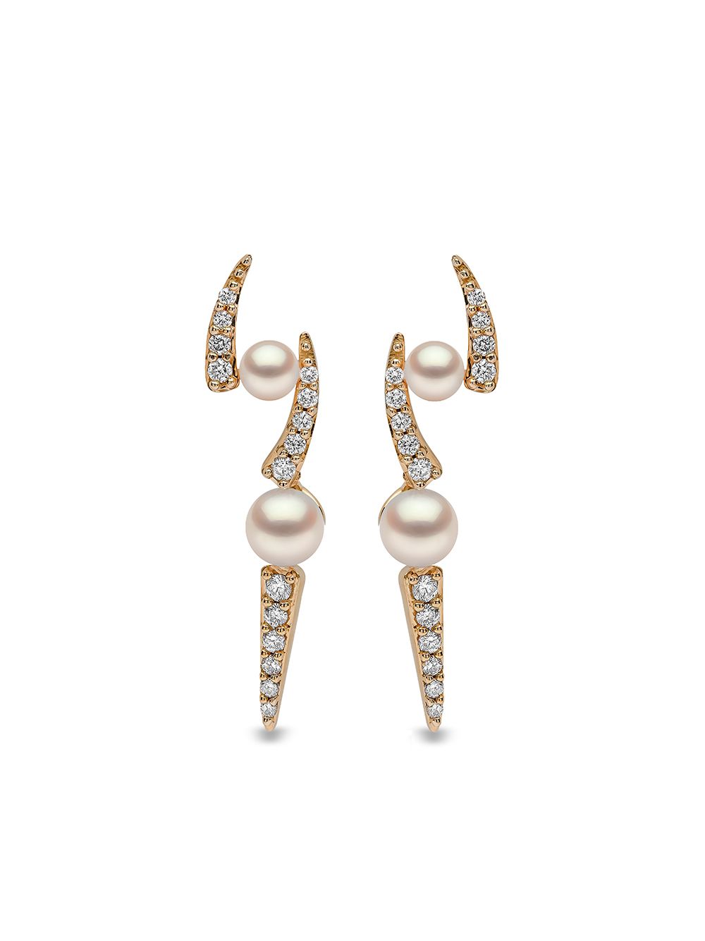 Yoko London 18kt yellow gold Sleek Akoya pearl and diamond earrings von Yoko London