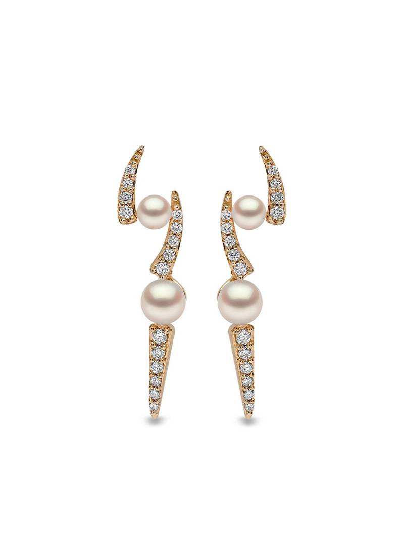 Yoko London 18kt yellow gold Sleek Akoya pearl and diamond earrings von Yoko London