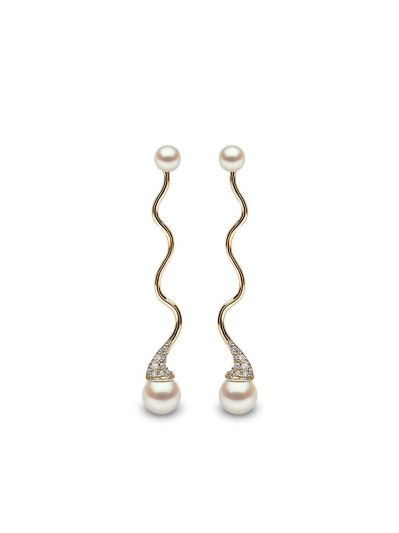 Yoko London 18kt yellow gold Sleek Akoya pearl and diamond earrings von Yoko London