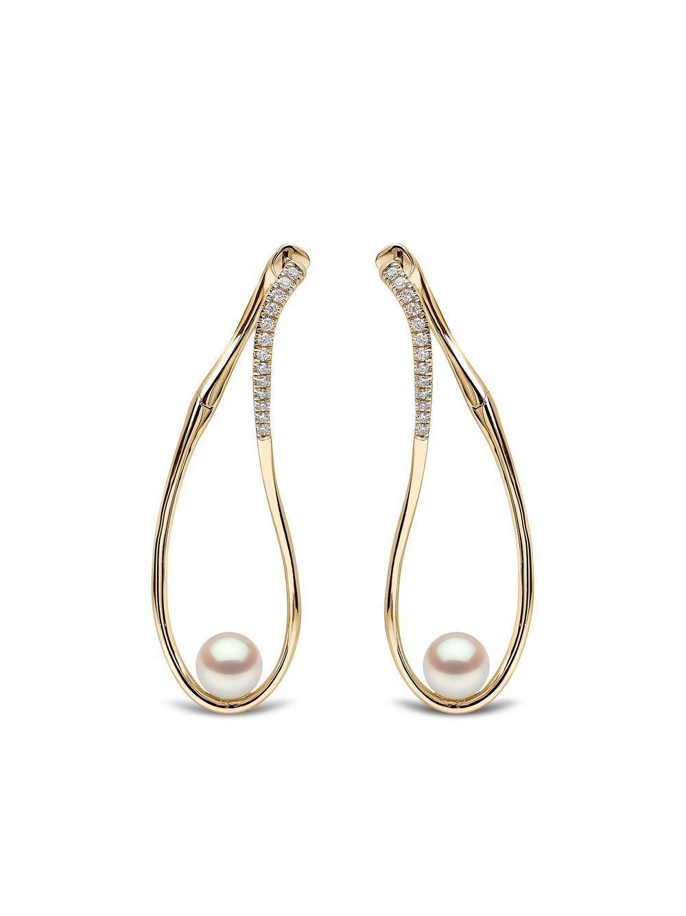 Yoko London 18kt yellow gold Sleek Akoya pearl and diamond earrings von Yoko London