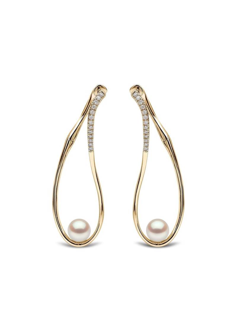 Yoko London 18kt yellow gold Sleek Akoya pearl and diamond earrings von Yoko London