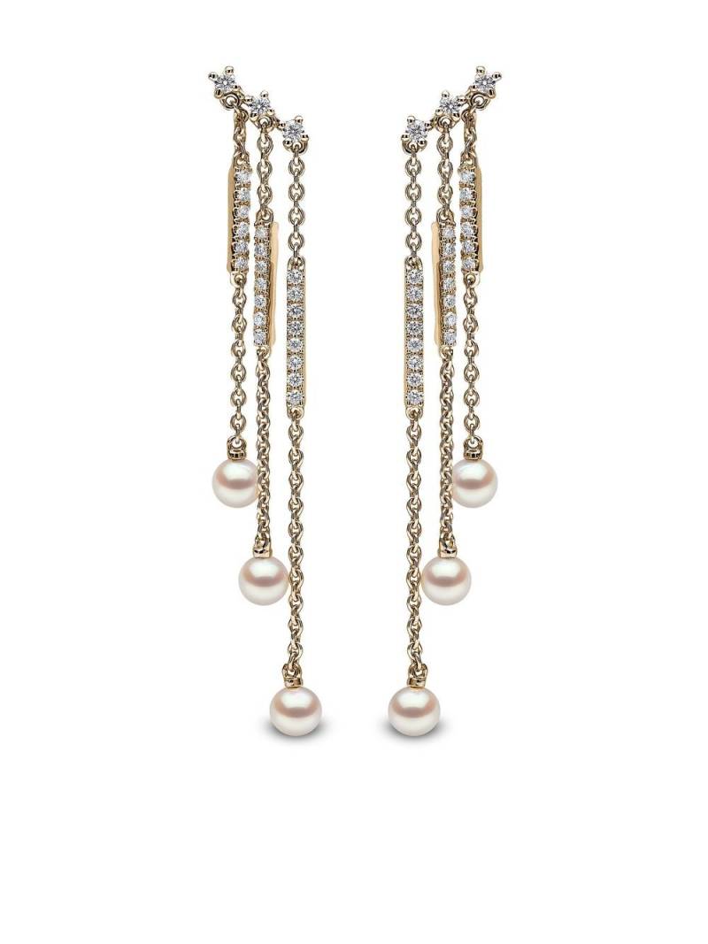 Yoko London 18kt yellow gold Sleek Akoya pearl and diamond earrings von Yoko London