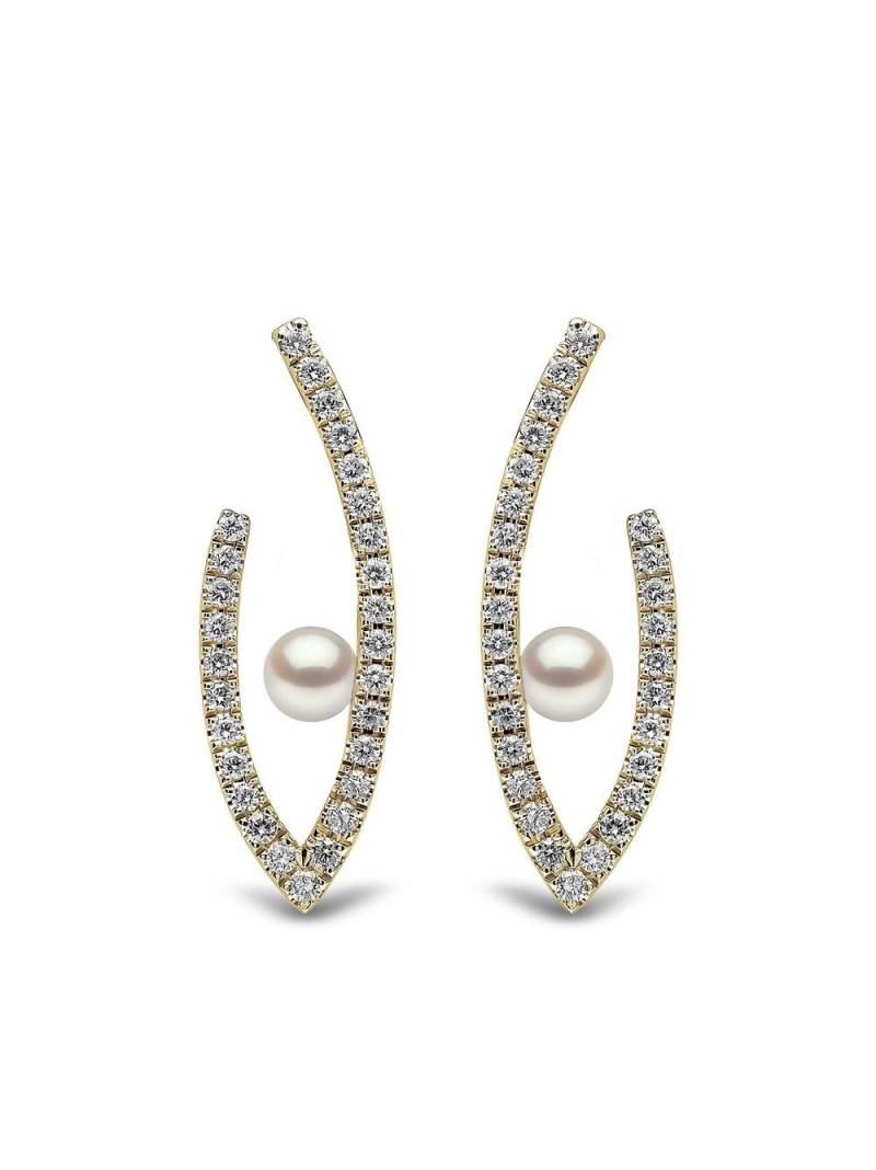 Yoko London 18kt yellow gold Sleek Akoya pearl and diamond earrings von Yoko London