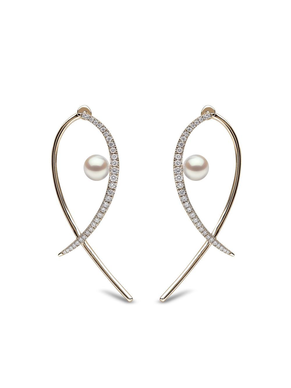 Yoko London 18kt yellow gold Sleek Akoya pearl and diamond earrings von Yoko London