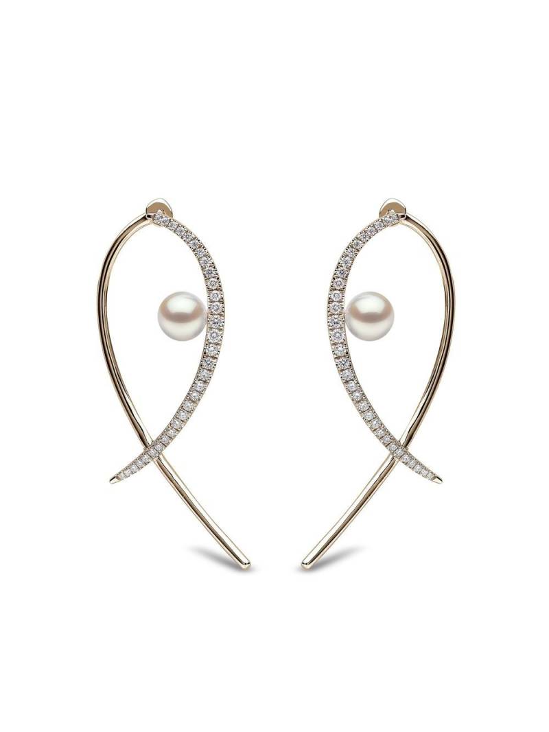 Yoko London 18kt yellow gold Sleek Akoya pearl and diamond earrings von Yoko London