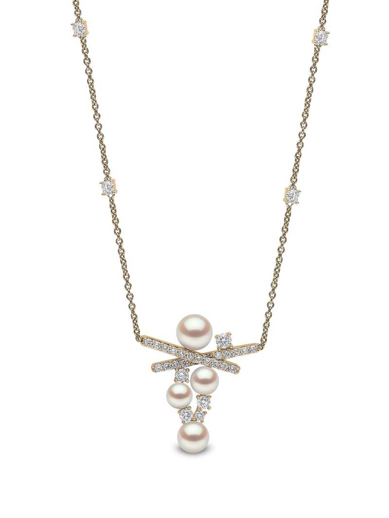 Yoko London 18kt yellow gold Sleek Akoya pearl and diamond necklace von Yoko London