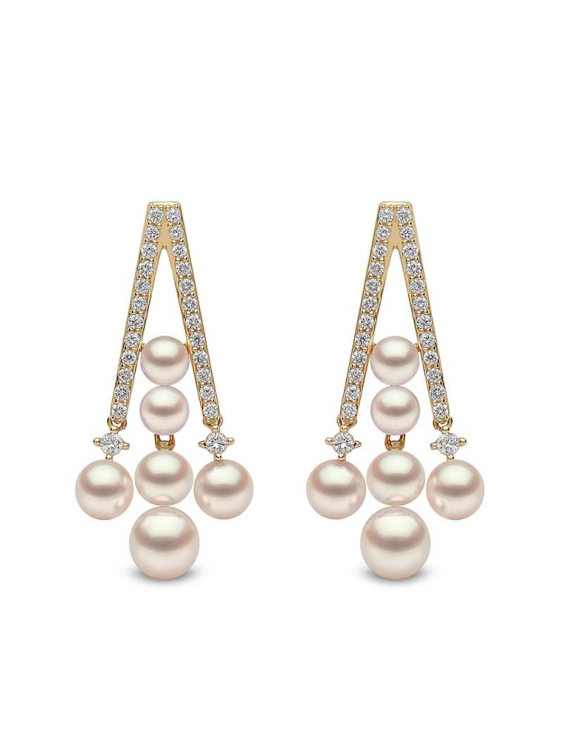 Yoko London 18kt yellow gold Sleek Akoya pearl diamond drop earrings von Yoko London