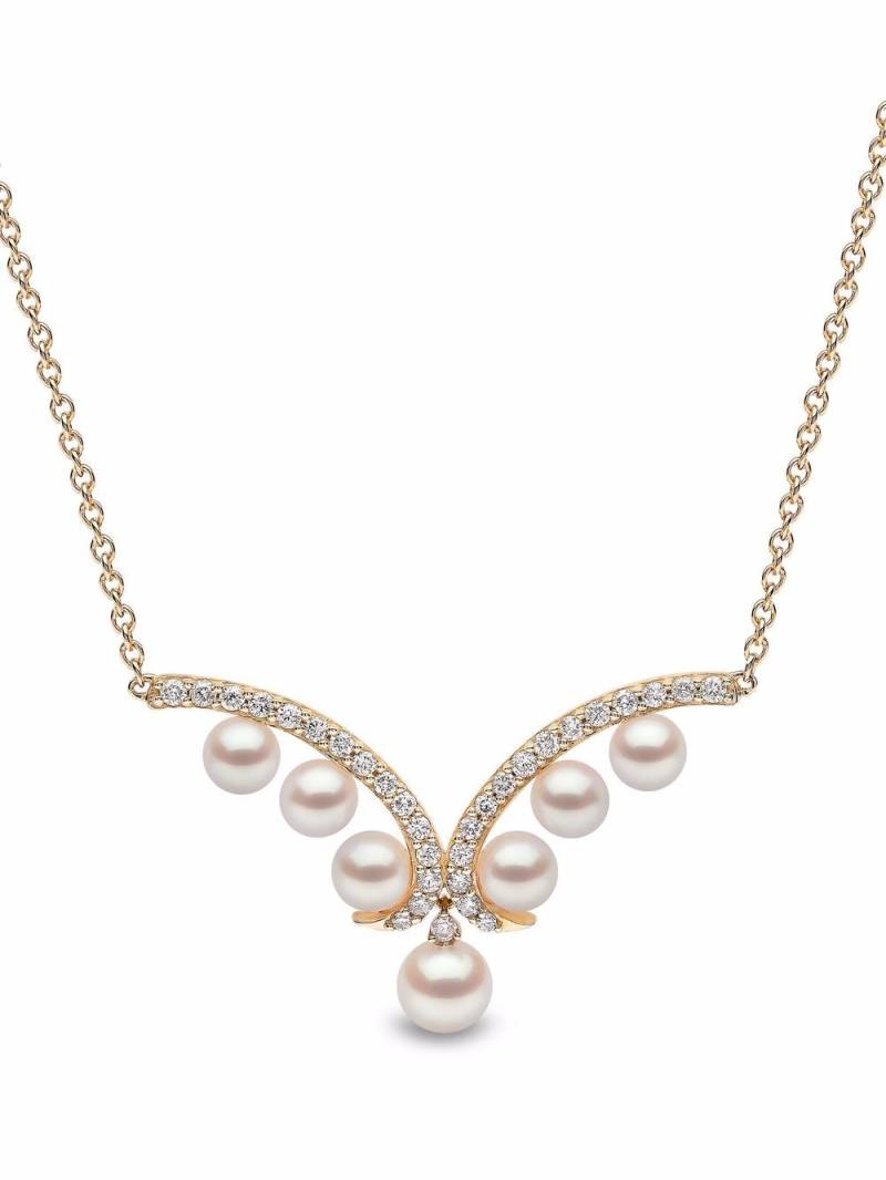 Yoko London 18kt yellow gold Sleek Akoya pearl diamond necklace von Yoko London