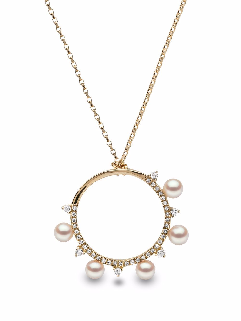 Yoko London 18kt yellow gold Sleek Akoya pearl diamond pendant necklace von Yoko London