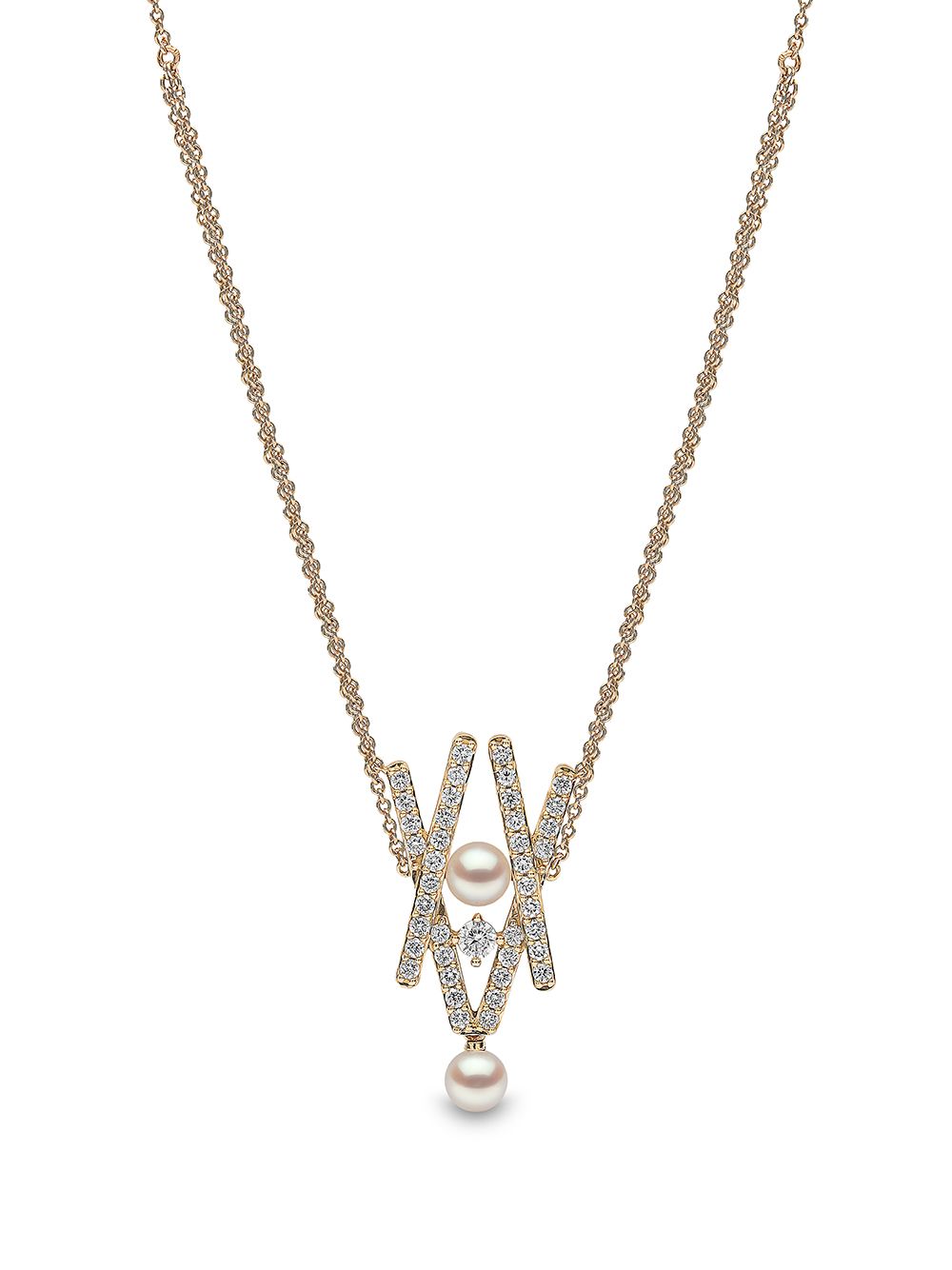 Yoko London 18kt yellow gold Sleek Akoya pearl diamond pendant necklace von Yoko London