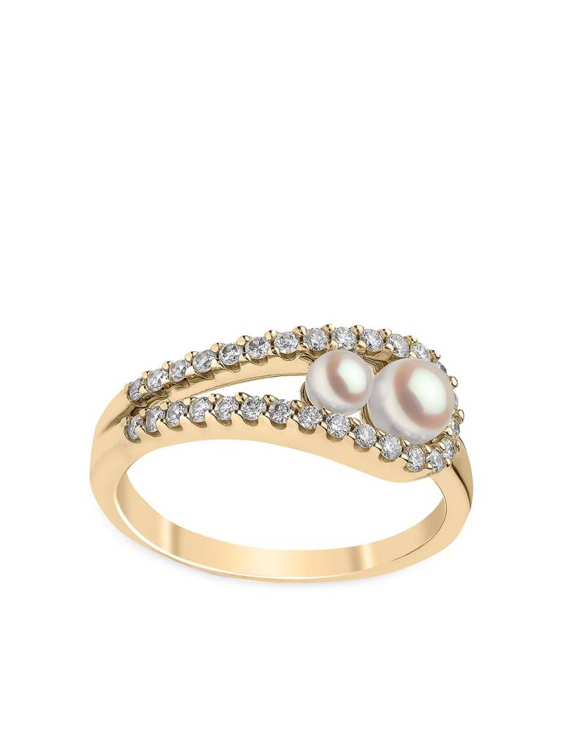 Yoko London 18kt yellow gold Sleek Akoya pearl diamond ring von Yoko London