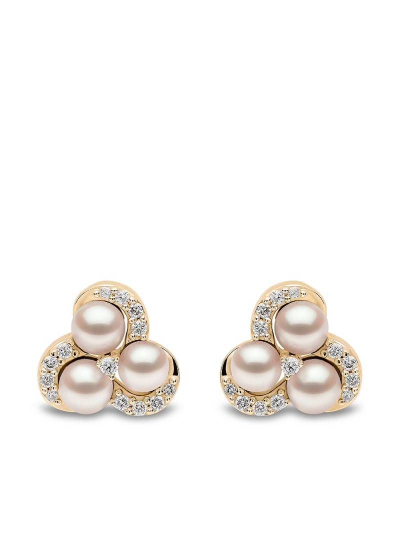 Yoko London 18kt yellow gold Sleek Akoya pearl diamond stud earrings von Yoko London