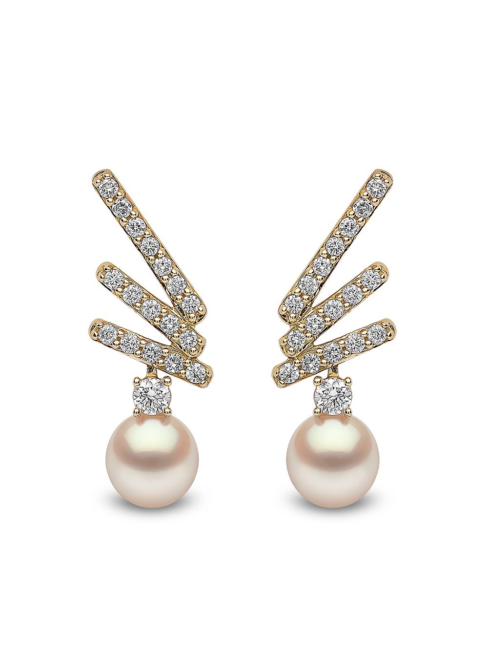 Yoko London 18kt yellow gold Sleek Akoya pearl diamond stud earrings von Yoko London