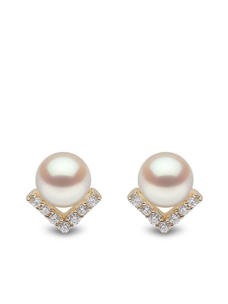 Yoko London 18kt yellow gold Trend diamond and pearl stud earrings von Yoko London