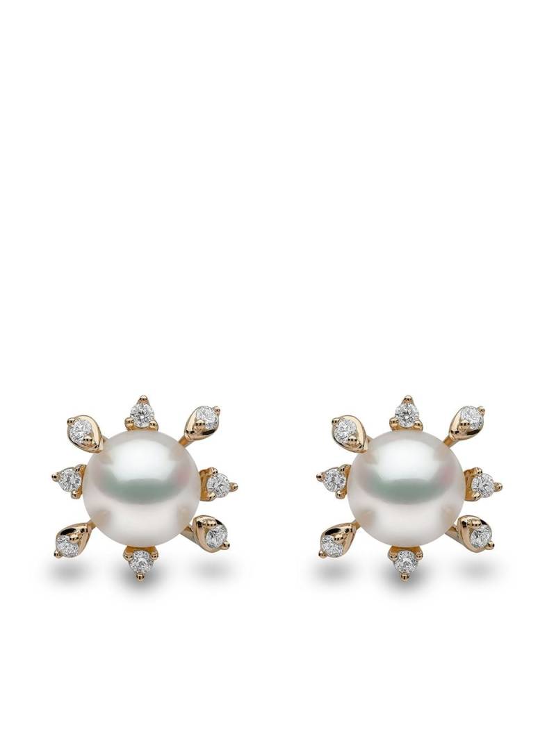 Yoko London 18kt yellow gold Trend freshwater pearl and diamond stud earrings von Yoko London