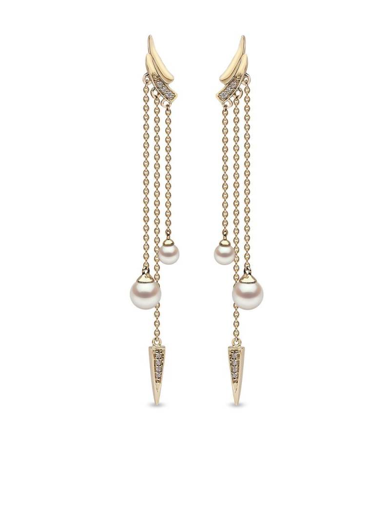 Yoko London 18kt yellow gold Trend diamond pearl drop earrings von Yoko London