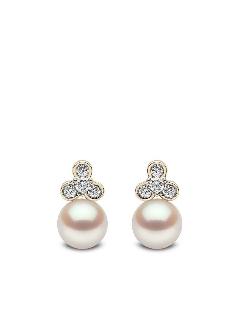 Yoko London 18kt yellow gold Trend freshwater pearl and diamond stud earrings von Yoko London