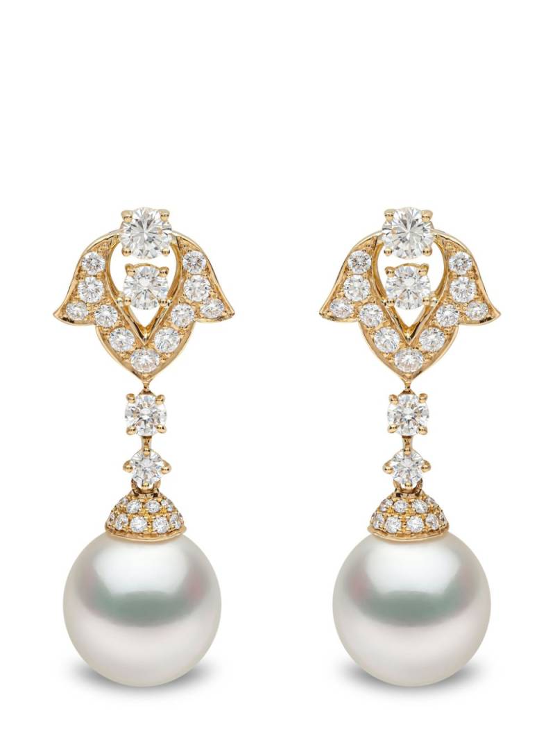 Yoko London 18kt yellow gold diamond pearl drop earrings von Yoko London