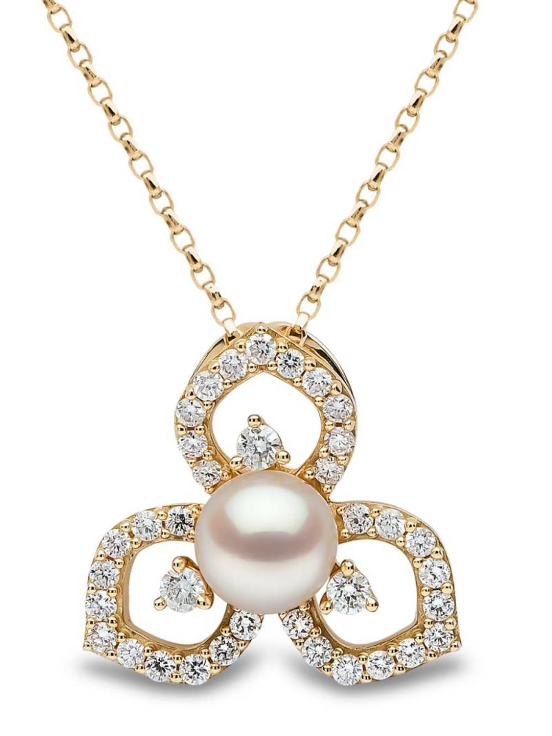 Yoko London 18kt yellow gold pearl and diamond floral pendant necklace von Yoko London