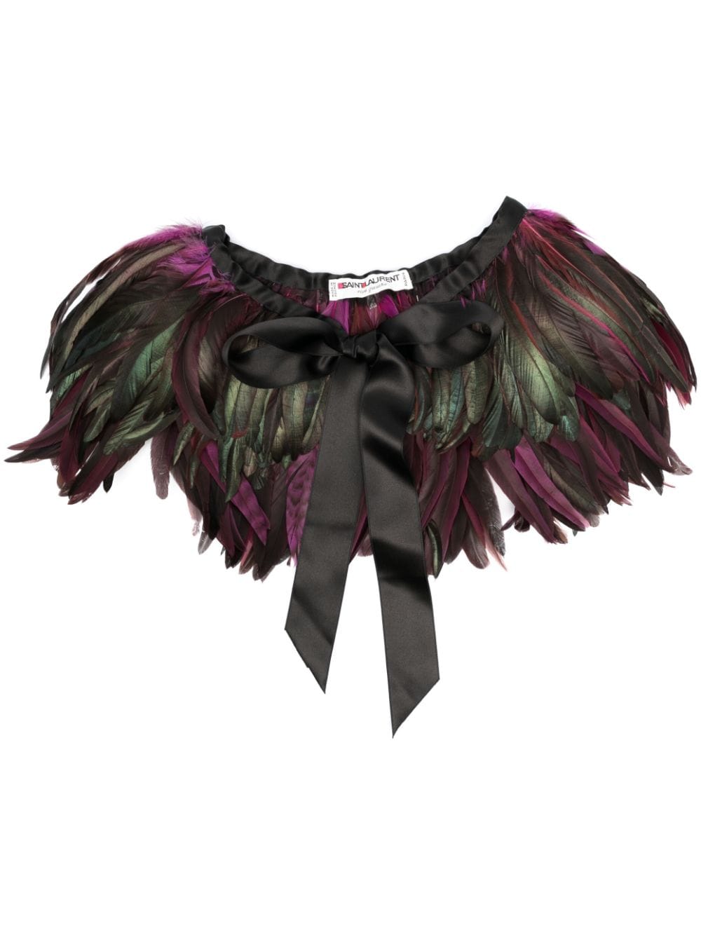 Saint Laurent Pre-Owned 1970s tie-front feather collar - Black von Saint Laurent Pre-Owned