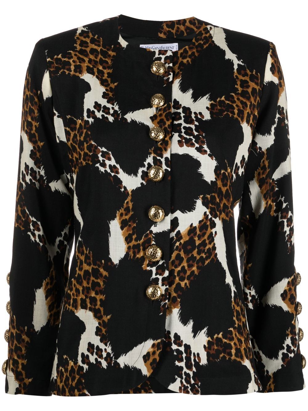 Saint Laurent Pre-Owned 1980s animal-print single-breasted jacket - Black von Saint Laurent Pre-Owned