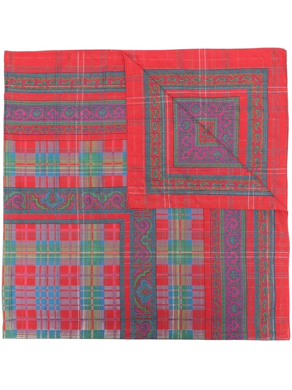 Saint Laurent Pre-Owned 1980s check paisley-print scarf - Red von Saint Laurent Pre-Owned