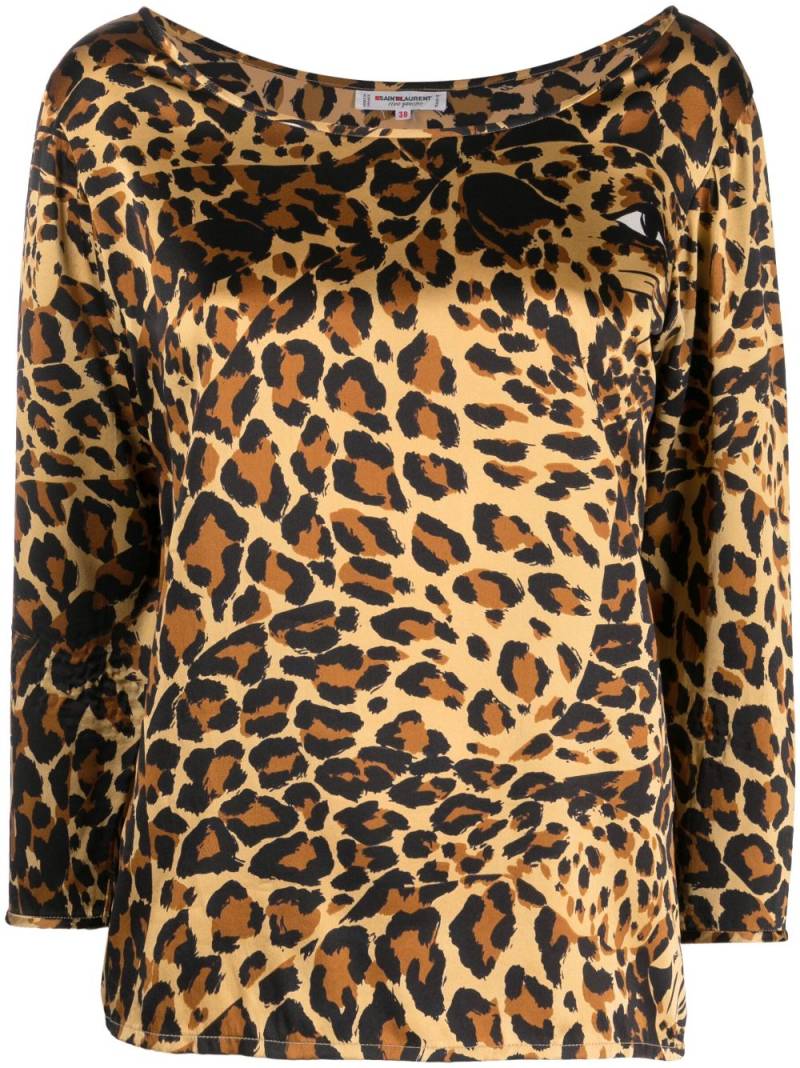 Saint Laurent Pre-Owned 1980s leopard print silk blouse - Black von Saint Laurent Pre-Owned