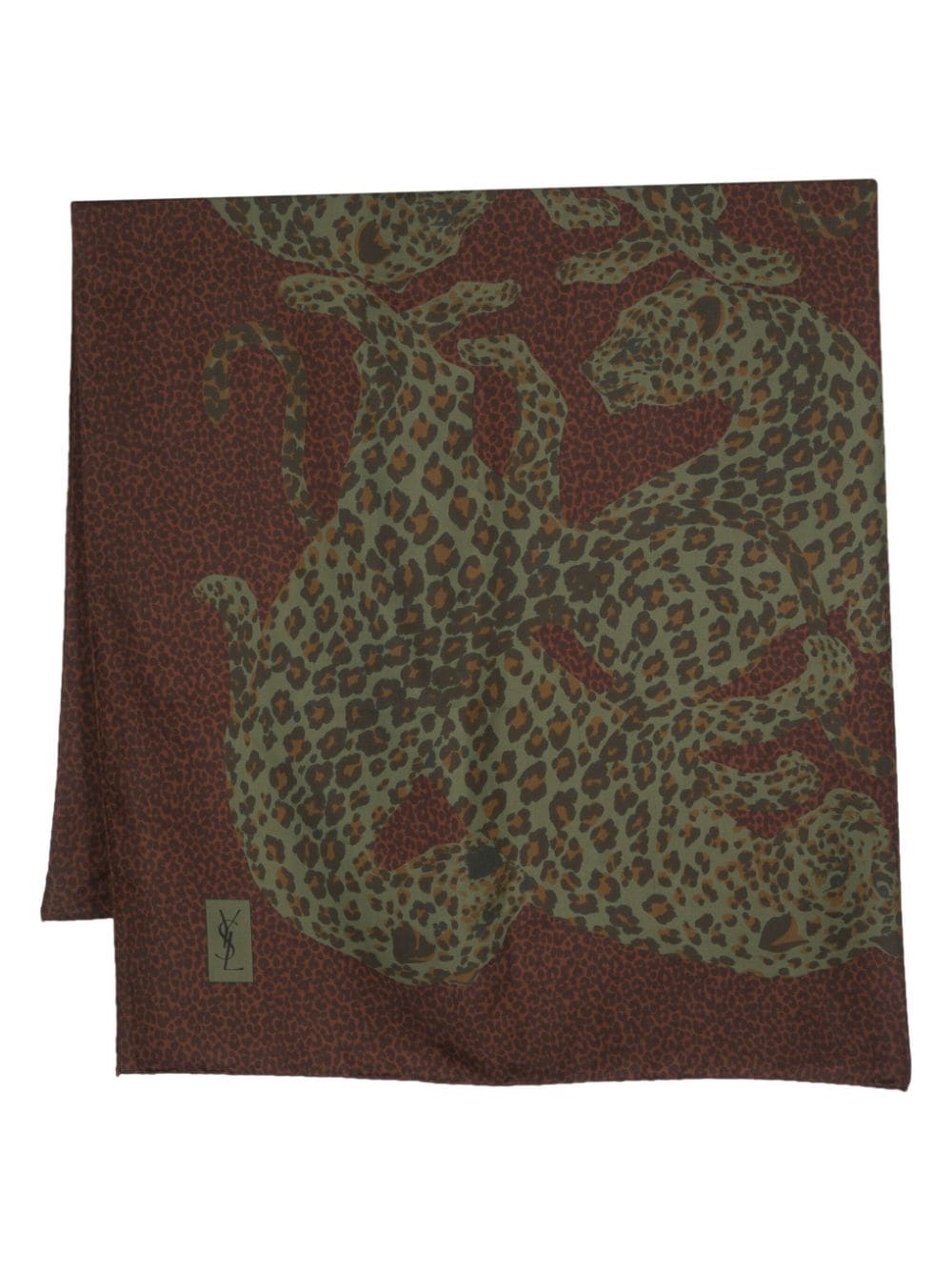 Saint Laurent Pre-Owned 1980s leopard print silk scarf - Brown von Saint Laurent Pre-Owned