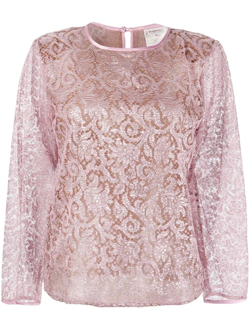 Saint Laurent Pre-Owned 1980s lurex sheer lace blouse - Pink von Saint Laurent Pre-Owned