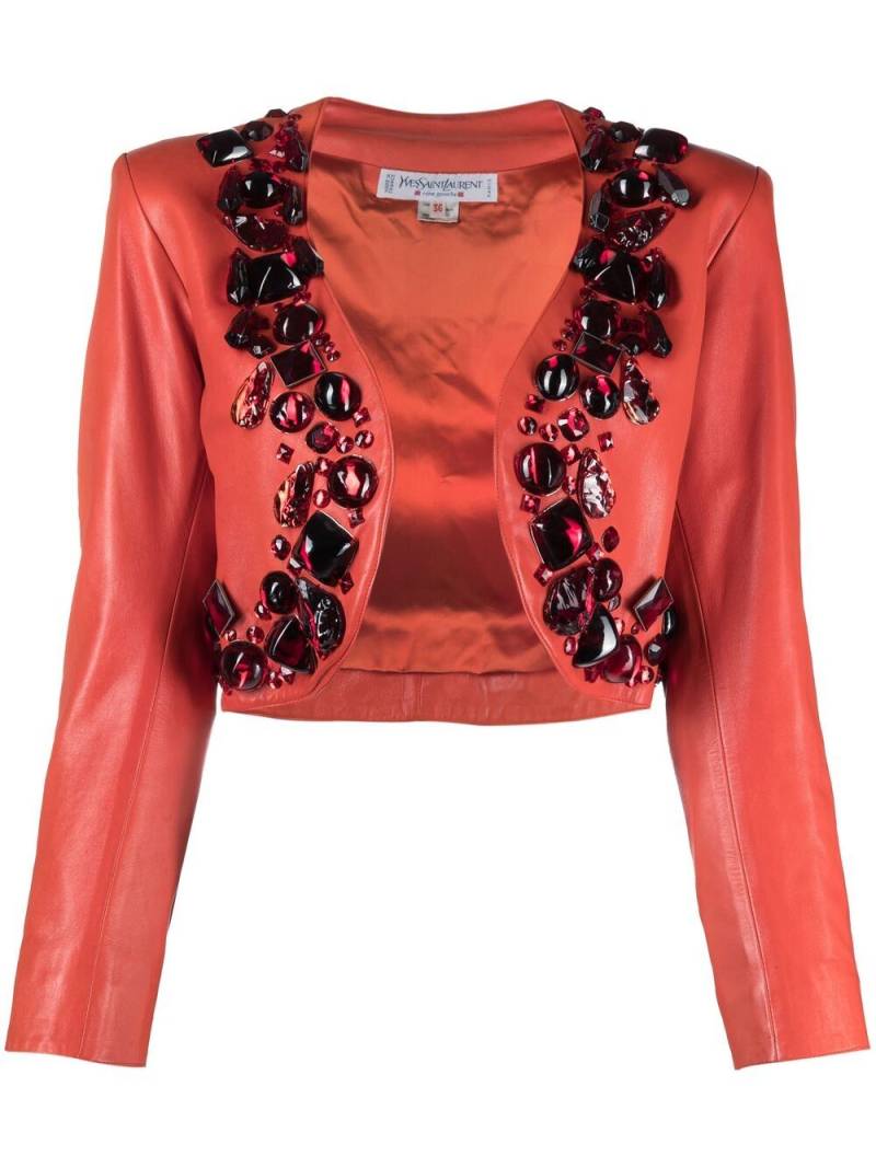 Saint Laurent Pre-Owned 1980s stone-embellished bolero - Red von Saint Laurent Pre-Owned