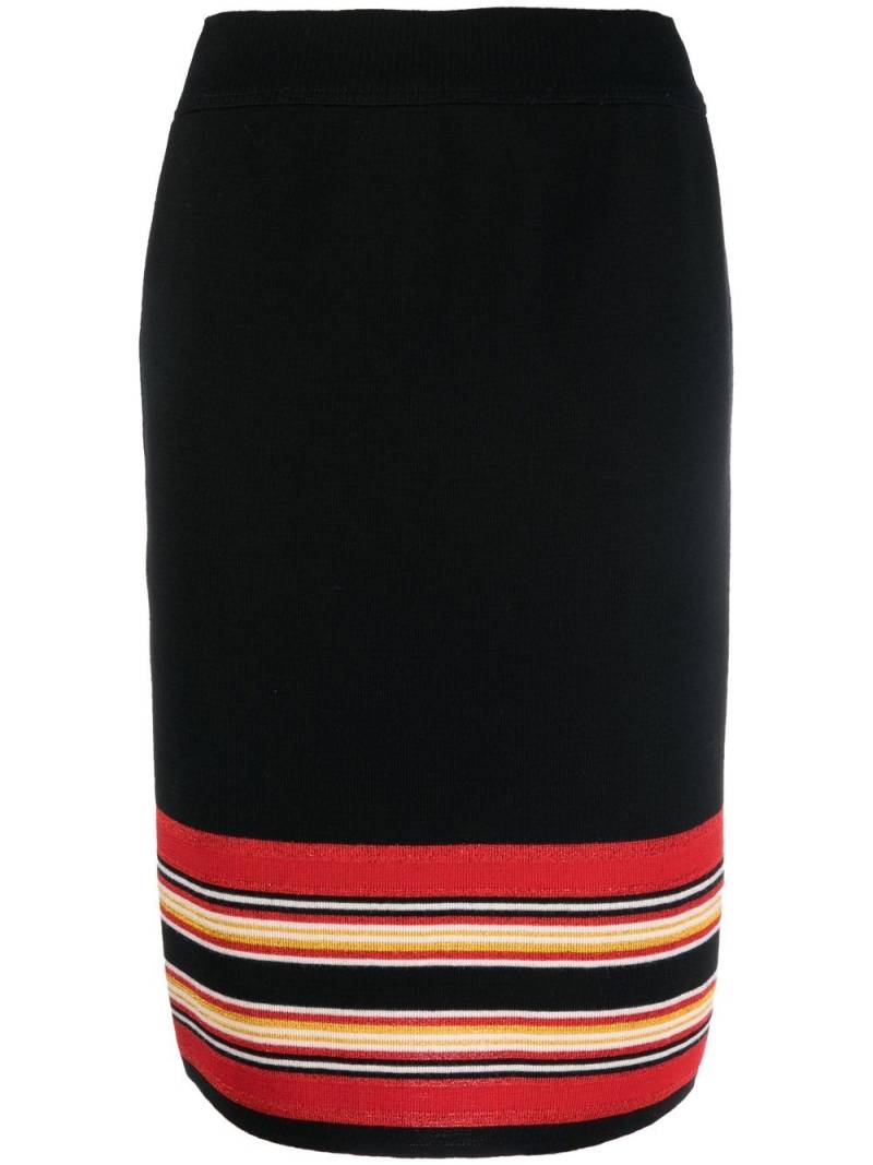 Saint Laurent Pre-Owned 1980s striped knitted skirt - Black von Saint Laurent Pre-Owned