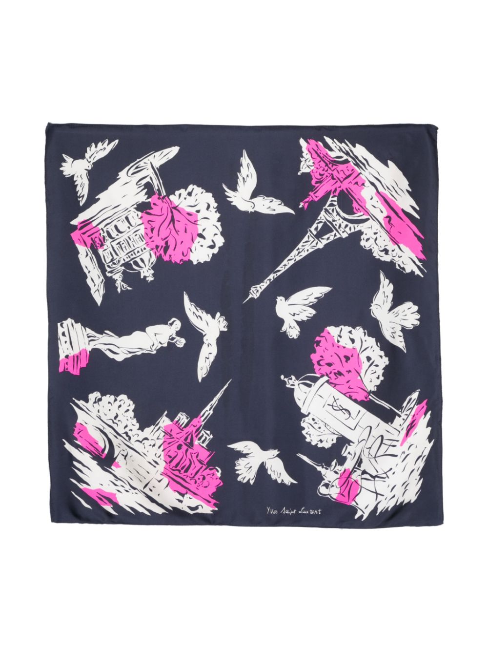 Saint Laurent Pre-Owned 1990s graphic-print silk scarf - Blue von Saint Laurent Pre-Owned