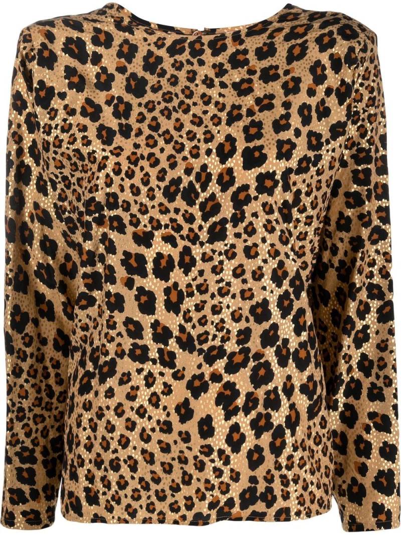 Saint Laurent Pre-Owned 1990s leopard-print silk top - Neutrals von Saint Laurent Pre-Owned