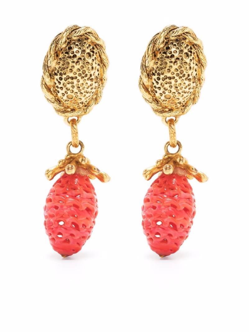 Saint Laurent Pre-Owned 1990s strawberry motif clip-on earrings - Gold von Saint Laurent Pre-Owned