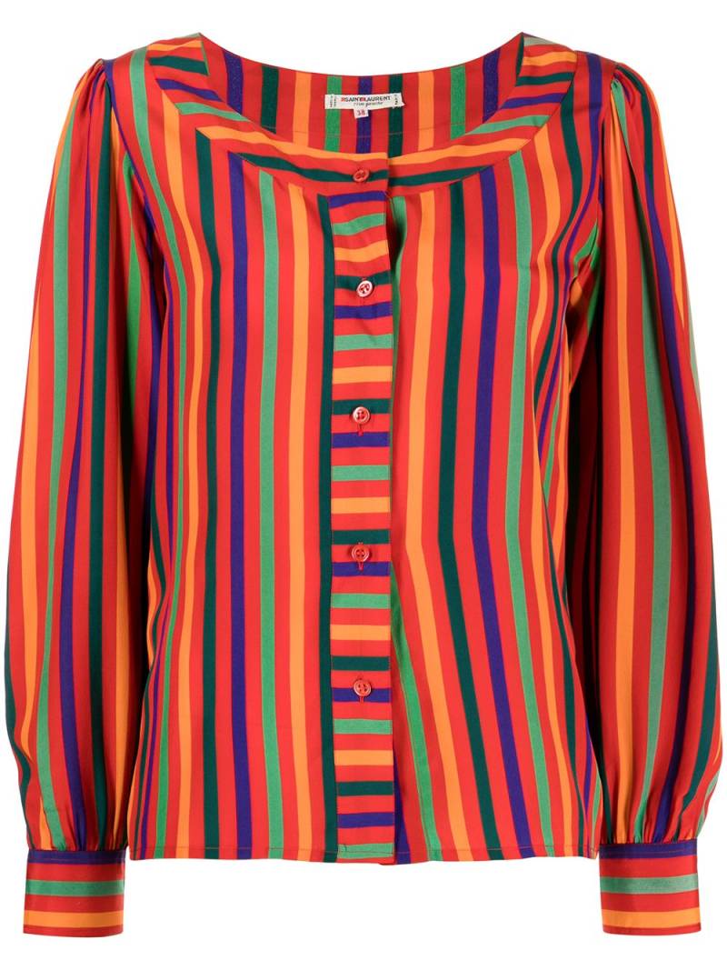 Saint Laurent Pre-Owned 1991 Rive Gauche striped silk blouse - Red von Saint Laurent Pre-Owned