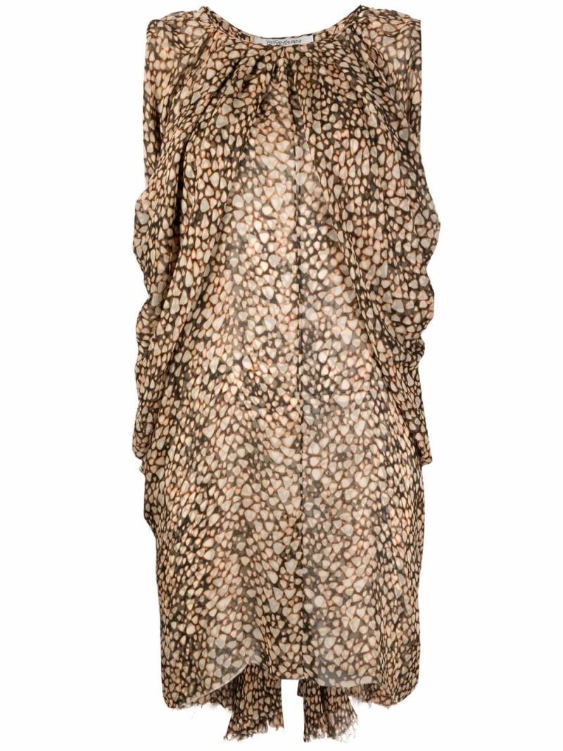 Saint Laurent Pre-Owned 2000s animal-print sleeveless silk dress - Neutrals von Saint Laurent Pre-Owned