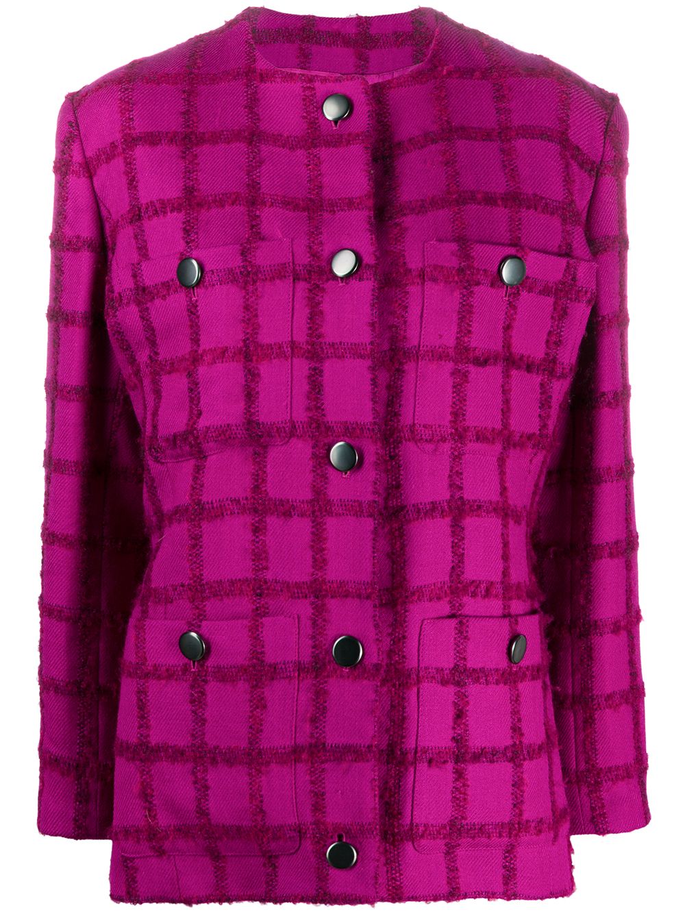 Saint Laurent Pre-Owned 2000s checked collarless jacket - Purple von Saint Laurent Pre-Owned