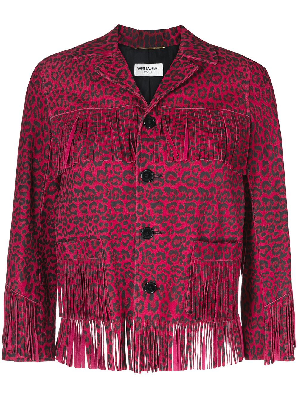 Saint Laurent Pre-Owned 2010 leopard-print fringed jacket - Pink von Saint Laurent Pre-Owned