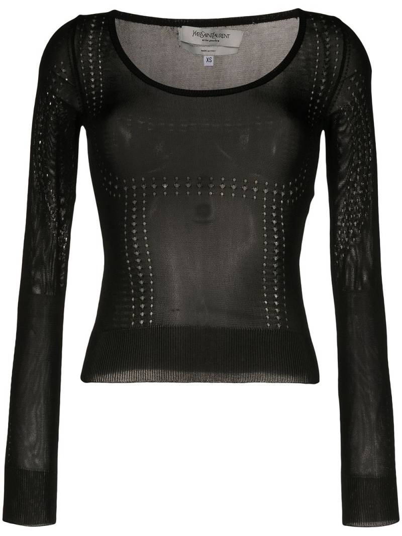 Saint Laurent Pre-Owned 2010s perforated detailing sheer blouse - Black von Saint Laurent Pre-Owned