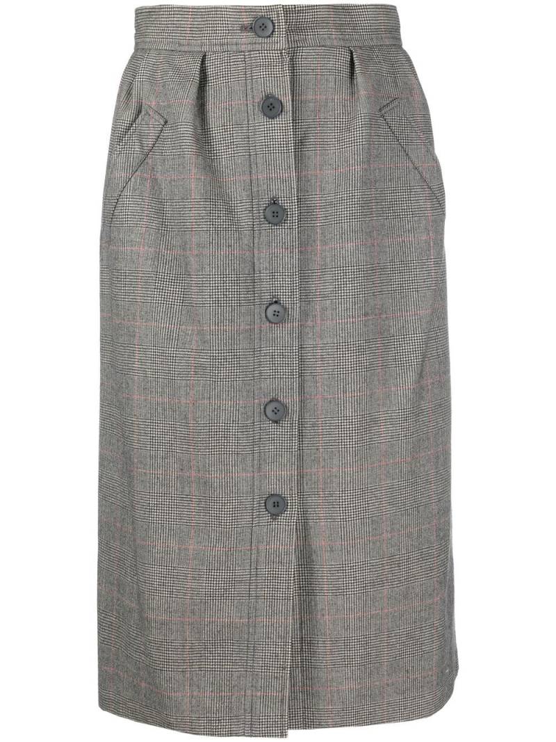 Saint Laurent Pre-Owned plaid-check button-up skirt - Neutrals von Saint Laurent Pre-Owned