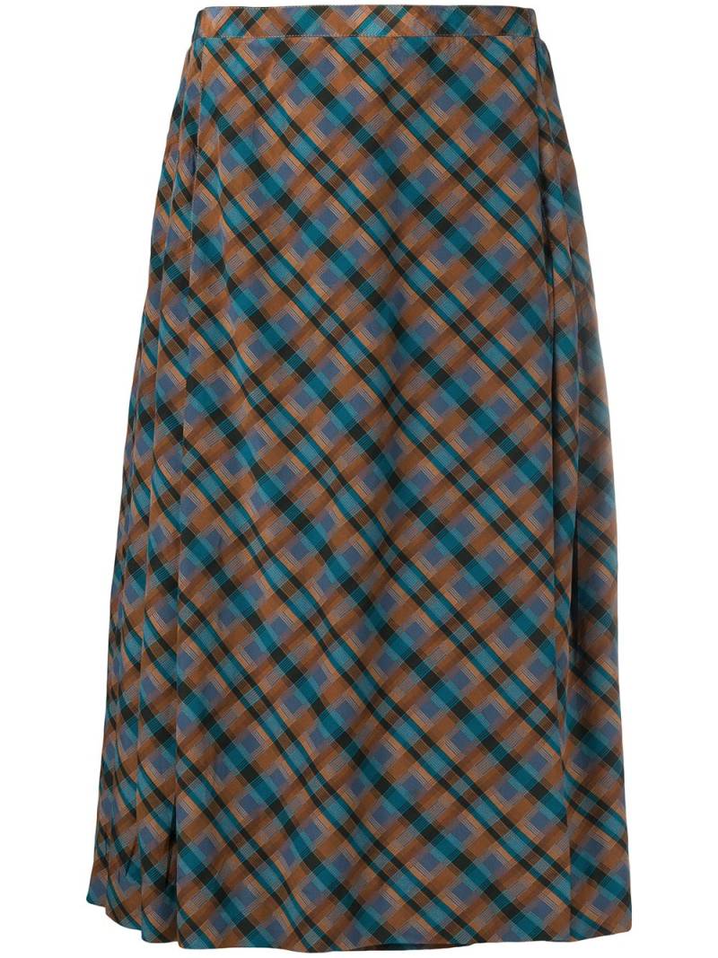 Saint Laurent Pre-Owned plaid pleated skirt - Blue von Saint Laurent Pre-Owned