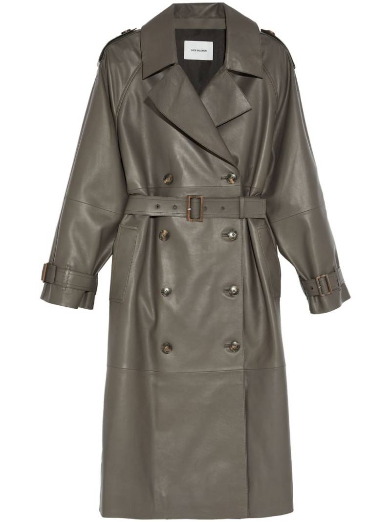 Yves Salomon belted leather trench coat - Grey von Yves Salomon