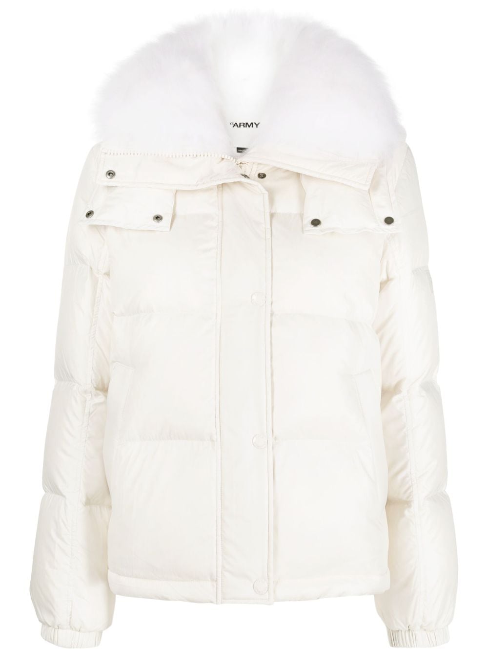 Yves Salomon fur-trim hooded puffer jacket - Neutrals von Yves Salomon