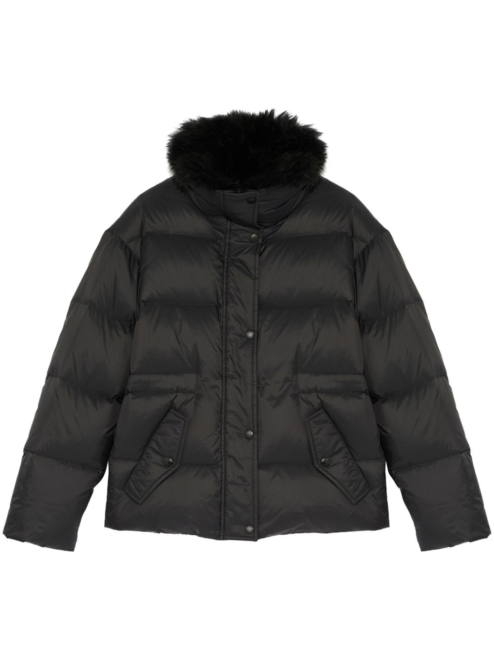 Yves Salomon lambswool-trim puffer jacket - Black von Yves Salomon